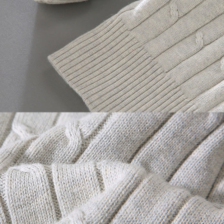 Pull ras du cou à manches longues en pur coton pour homme, motif Buddha Stones, en maille torsadée - image 10