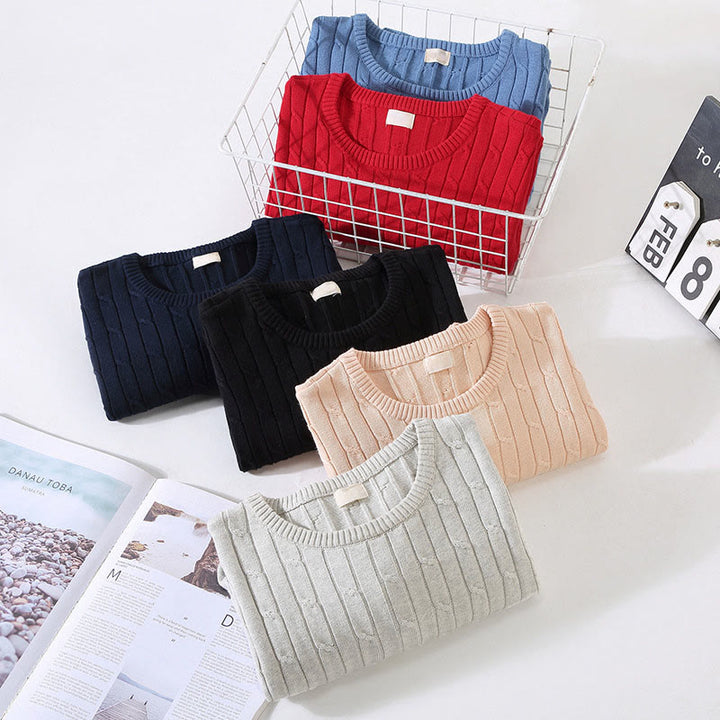 Pull ras du cou à manches longues en pur coton pour homme, motif Buddha Stones, en maille torsadée - image 14