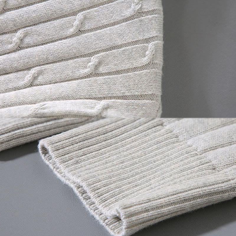 Pull ras du cou à manches longues en pur coton pour homme, motif Buddha Stones, en maille torsadée - image 9