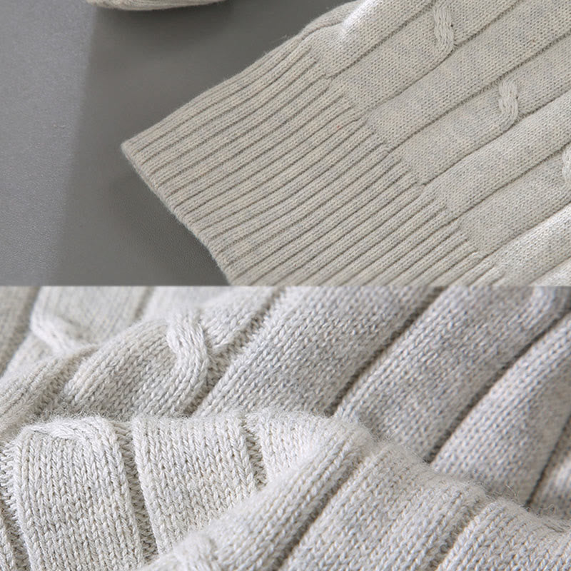 Pull ras du cou à manches longues en pur coton pour homme, motif Buddha Stones, en maille torsadée - image 10