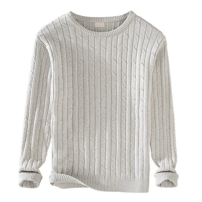 Pull ras du cou à manches longues en pur coton pour homme, motif Buddha Stones, en maille torsadée - image 13