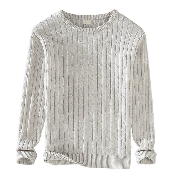 Pull ras du cou à manches longues en pur coton pour homme, motif Buddha Stones, en maille torsadée - image 13