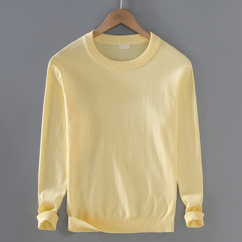 Pull ras du cou à manches longues en pur coton thermique à motif côtelé Buddha Stones pour homme - Jaune clair - US/UK/AU42，EU52 (3XL) - image 10