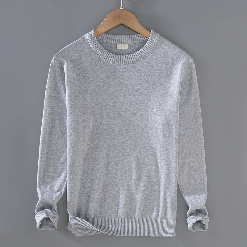 Pull ras du cou à manches longues en pur coton thermique à motif côtelé Buddha Stones pour homme - Gris clair - US/UK/AU42，EU52 (3XL) - image 3