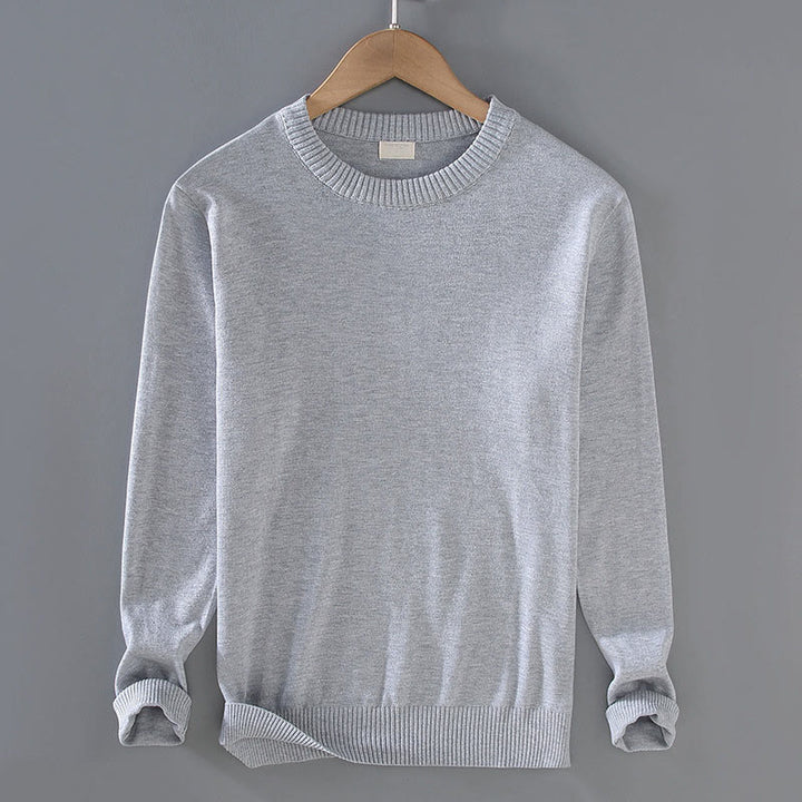 Pull ras du cou à manches longues en pur coton thermique à motif côtelé Buddha Stones pour homme - Gris clair - US/UK/AU42，EU52 (3XL) - image 3
