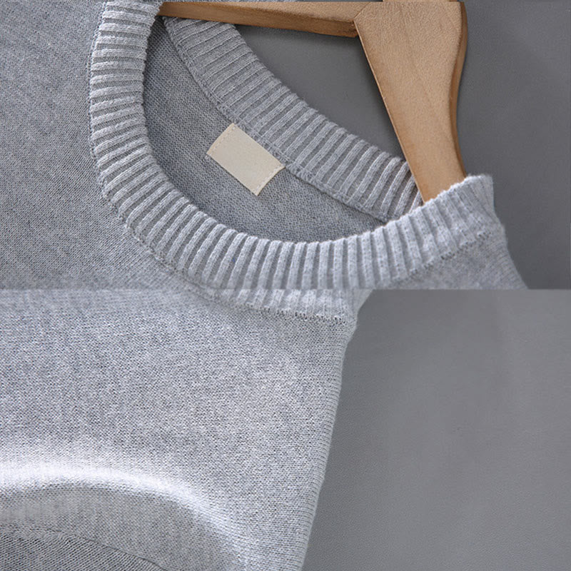 Pull ras du cou à manches longues en pur coton thermique à motif côtelé Buddha Stones pour homme - image 7