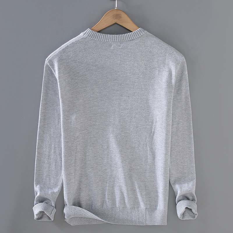 Pull ras du cou à manches longues en pur coton thermique à motif côtelé Buddha Stones pour homme - image 4