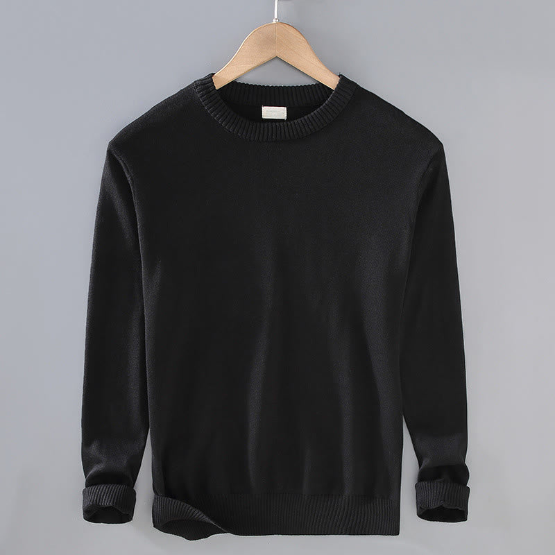 Pull ras du cou à manches longues en pur coton thermique à motif côtelé Buddha Stones pour homme - Noir - US/UK/AU42，EU52 (3XL) - image 1