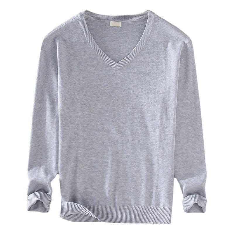 Pull à manches longues pour homme en coton à col en V et motif Buddha Stones, couleur unie, design simple - image 7