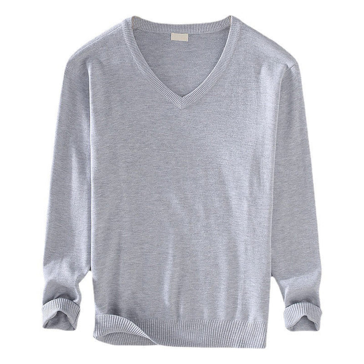 Pull à manches longues pour homme en coton à col en V et motif Buddha Stones, couleur unie, design simple - image 7