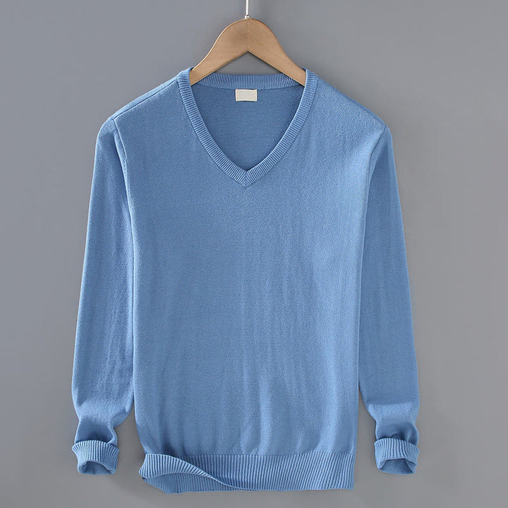 Pull à manches longues pour homme en coton à col en V et motif Buddha Stones, couleur unie, design simple - BleuetBleu - US/UK/AU42，EU52 (3XL) - image 12