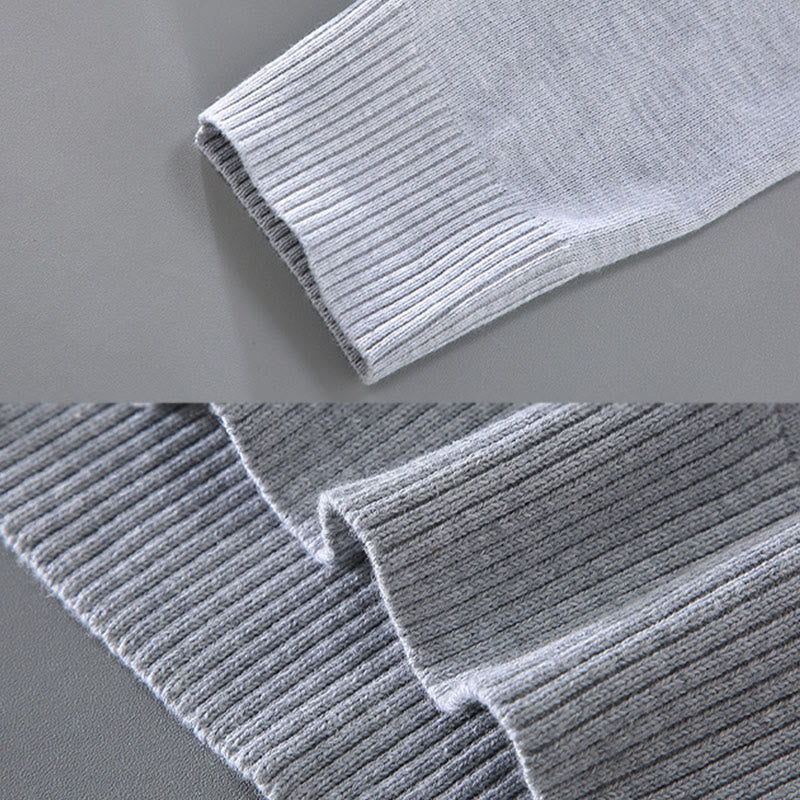 Pull à manches longues pour homme en coton à col en V et motif Buddha Stones, couleur unie, design simple - image 6