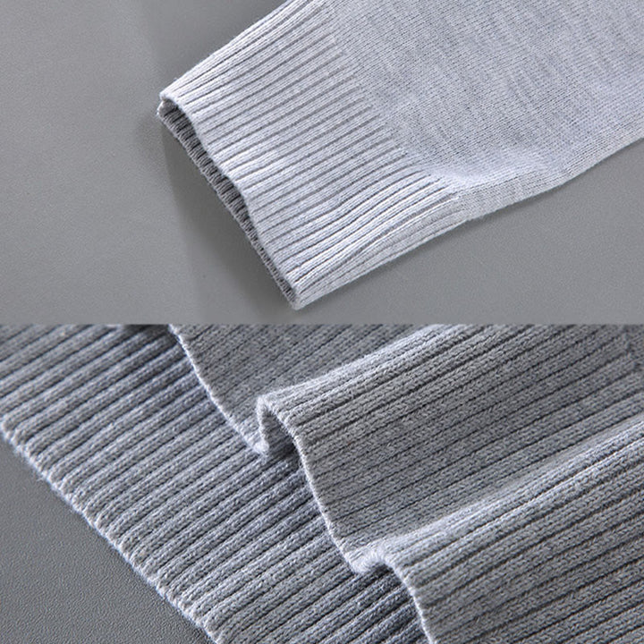 Pull à manches longues pour homme en coton à col en V et motif Buddha Stones, couleur unie, design simple - image 6