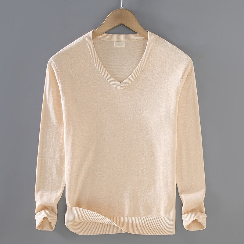 Pull à manches longues pour homme en coton à col en V et motif Buddha Stones, couleur unie, design simple - PapayaWhip - US/UK/AU42，EU52 (3XL) - image 8