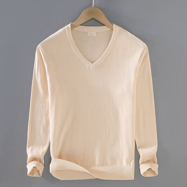 Pull à manches longues pour homme en coton à col en V et motif Buddha Stones, couleur unie, design simple - PapayaWhip - US/UK/AU42，EU52 (3XL) - image 8