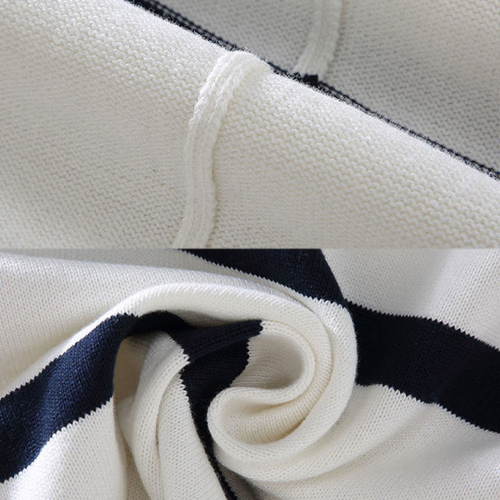 Pull à manches longues en coton pour homme, motif Buddha Stones, rayures contrastées et demi-fermeture éclair - image 6