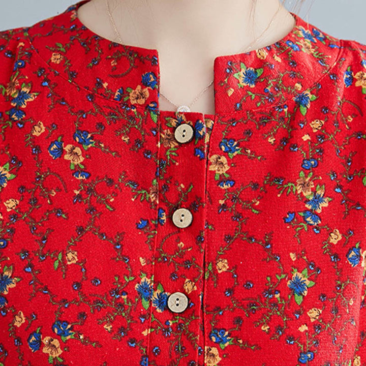 Robe mi-longue à manches longues et cordon de serrage pour femme, motif Buddha Stones Commute, en coton, avec poches - image 22