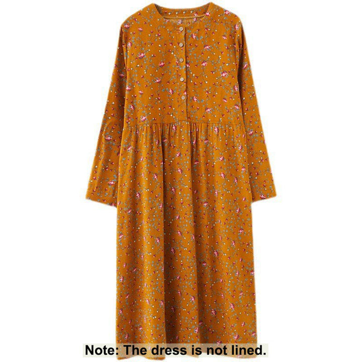 Robe mi-longue à manches longues et cordon de serrage pour femme, motif Buddha Stones Commute, en coton, avec poches - image 7