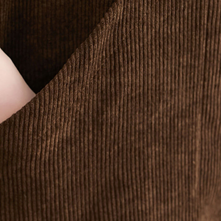 Robe mi-longue en velours côtelé de coton sans manches à col ras du cou Buddha Stones pour femme avec poches - image 12