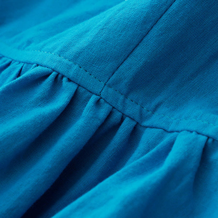 Robe mi-longue en coton à manches longues et lacets pour femme avec poches et motif Buddha Stones - image 4