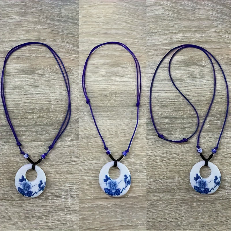 Collier en céramique avec pendentif d'illumination, Buddha Stones, pivoine ethnique, fleurs de pêcher, symbole de lotus - image 15