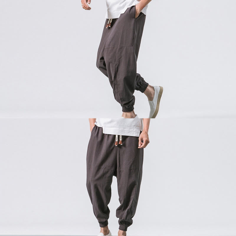 Pantalon harem en coton uni à cordon de serrage et poches pour homme, motif Buddha Stones - image 6