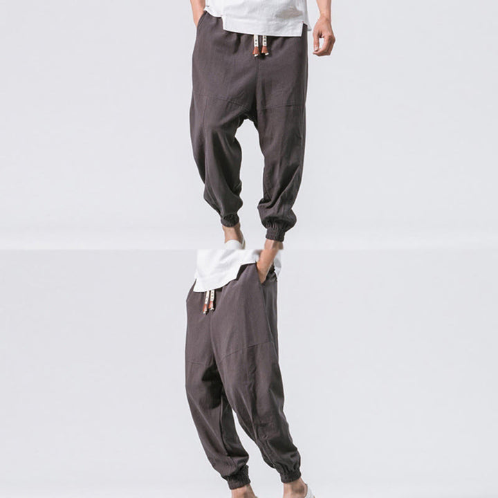 Pantalon sarouel simple en coton avec cordon de serrage et poches pour homme Buddha Stones - image 5