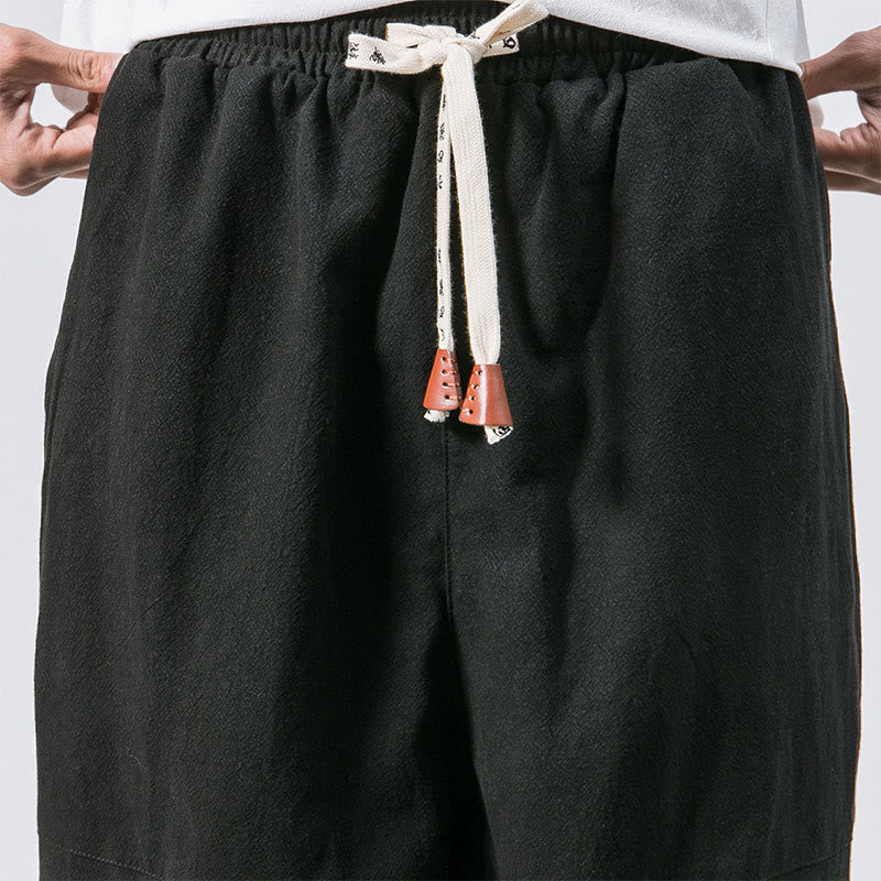 Pantalon harem en coton uni à cordon de serrage et poches pour homme, motif Buddha Stones - image 14