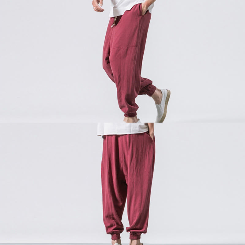 Pantalon sarouel simple en coton avec cordon de serrage et poches pour homme Buddha Stones - image 12