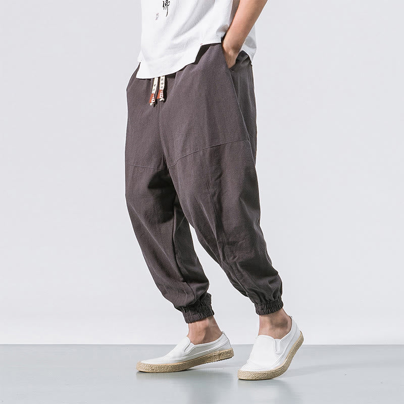Pantalon harem en coton uni à cordon de serrage et poches pour homme, motif Buddha Stones - Gris ardoise - US/UK/AU46，EU56 (5XL) - image 0