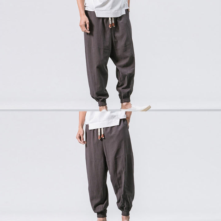 Pantalon sarouel simple en coton avec cordon de serrage et poches pour homme Buddha Stones - image 4