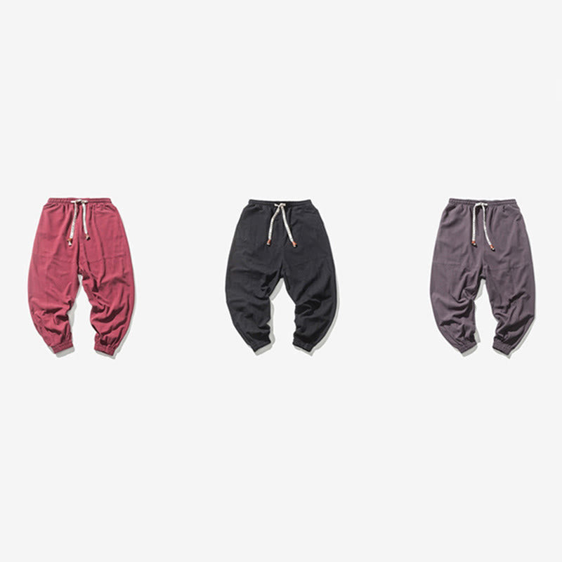 Pantalon harem en coton uni à cordon de serrage et poches pour homme, motif Buddha Stones - image 22
