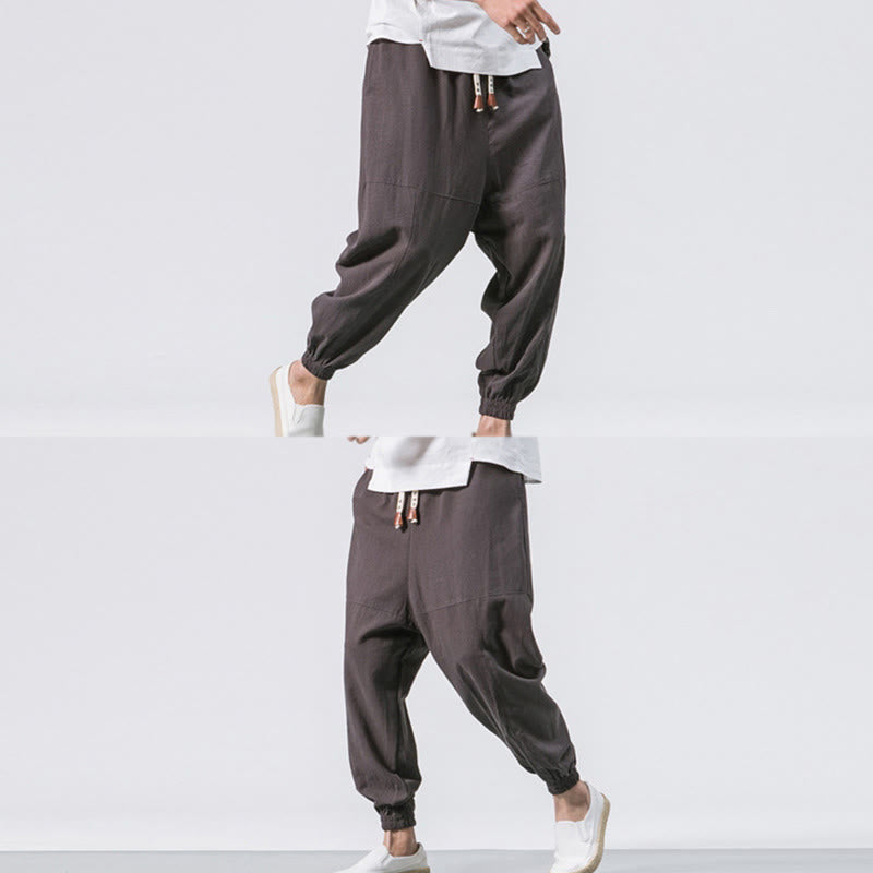 Pantalon harem en coton uni à cordon de serrage et poches pour homme, motif Buddha Stones - image 3