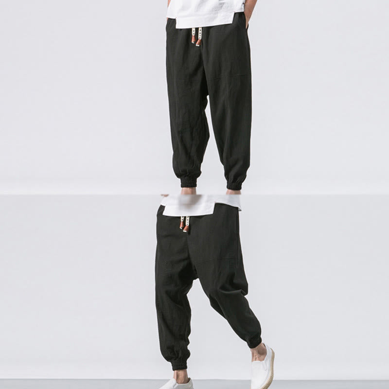 Pantalon harem en coton uni à cordon de serrage et poches pour homme, motif Buddha Stones - image 17