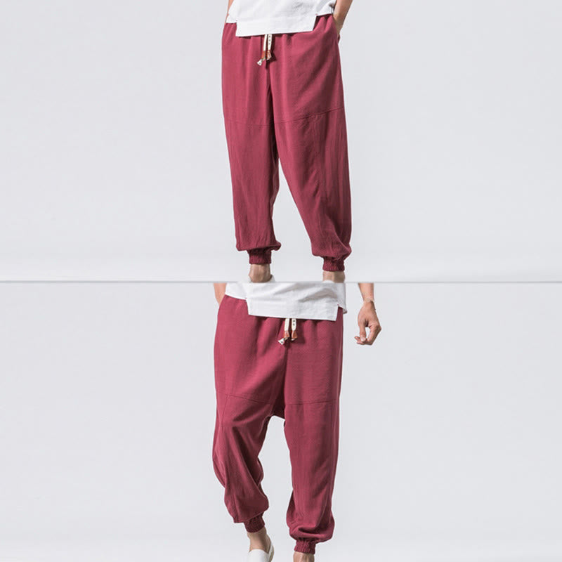Pantalon harem en coton uni à cordon de serrage et poches pour homme, motif Buddha Stones - image 10