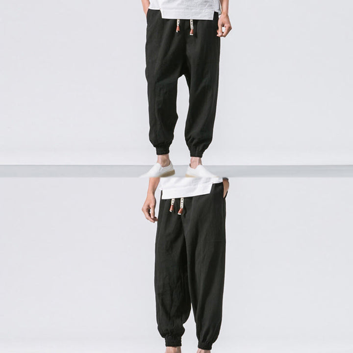 Pantalon harem en coton uni à cordon de serrage et poches pour homme, motif Buddha Stones - image 21