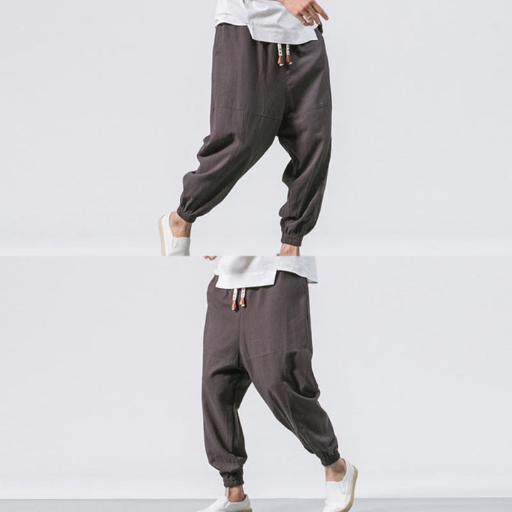 Pantalon harem en coton uni à cordon de serrage et poches pour homme, motif Buddha Stones - image 3