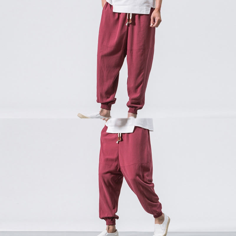 Pantalon harem en coton uni à cordon de serrage et poches pour homme, motif Buddha Stones - image 9
