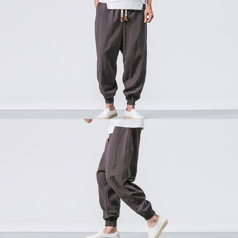 Pantalon harem en coton uni à cordon de serrage et poches pour homme, motif Buddha Stones - image 2