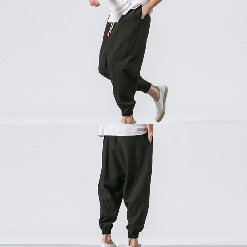 Pantalon harem en coton uni à cordon de serrage et poches pour homme, motif Buddha Stones - image 20