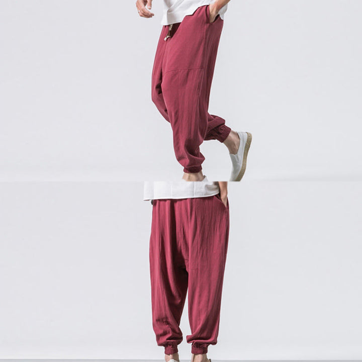 Pantalon harem en coton uni à cordon de serrage et poches pour homme, motif Buddha Stones - image 12