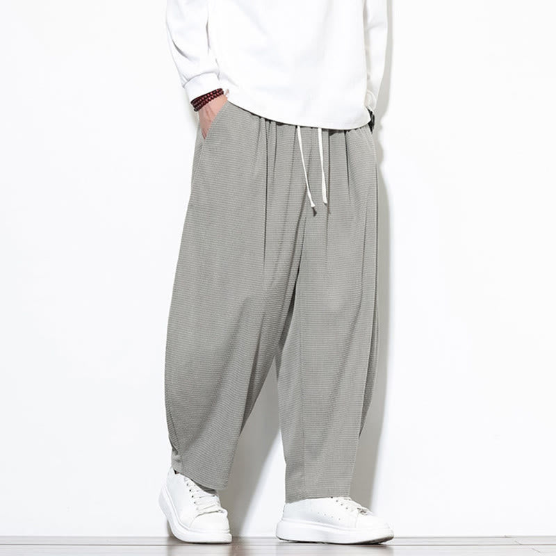 Pantalon sarouel Buddha Stones pour homme, uni, en pur coton côtelé, longueur cheville, avec poches - image 10