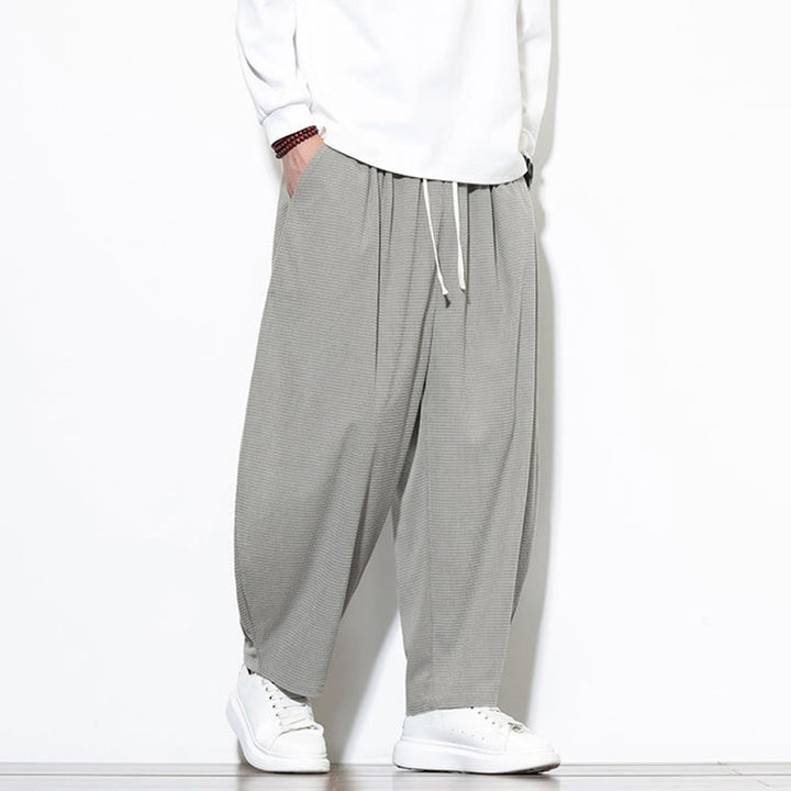 Pantalon sarouel Buddha Stones pour homme, uni, en pur coton côtelé, longueur cheville, avec poches - image 10