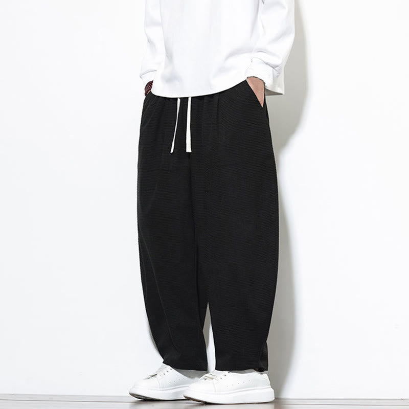 Pantalon sarouel Buddha Stones pour homme, uni, en pur coton côtelé, longueur cheville, avec poches - image 18