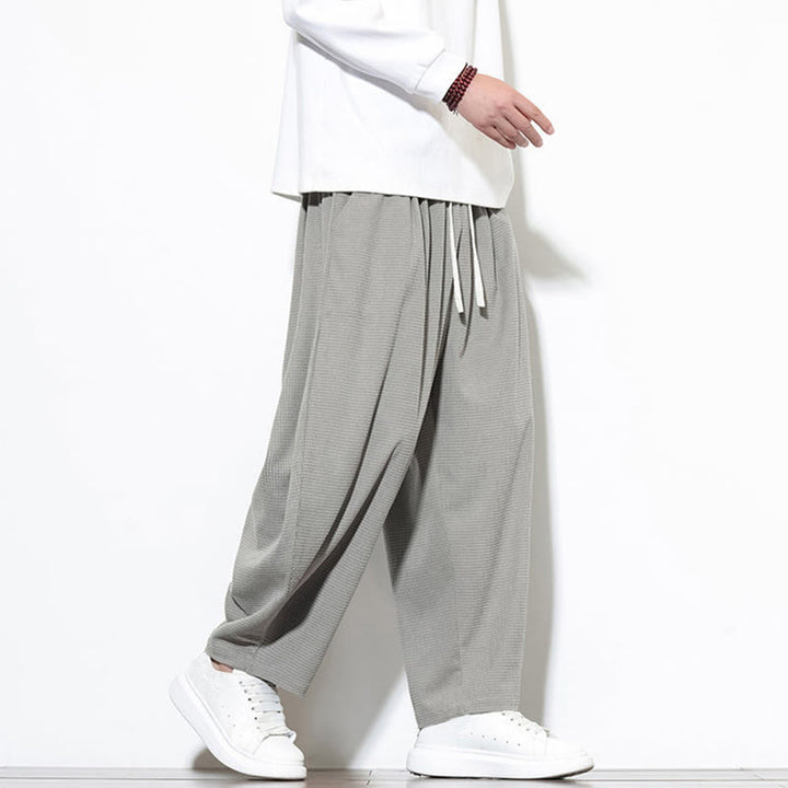 Pantalon sarouel Buddha Stones pour homme, uni, en pur coton côtelé, longueur cheville, avec poches - image 13