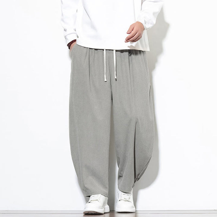 Pantalon sarouel Buddha Stones pour homme, uni, en pur coton côtelé, longueur cheville, avec poches - image 15