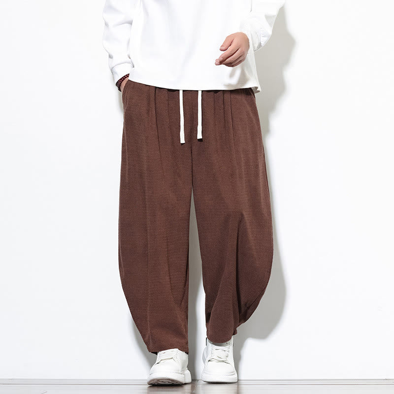 Pantalon sarouel Buddha Stones pour homme, uni, en pur coton côtelé, longueur cheville, avec poches - image 26