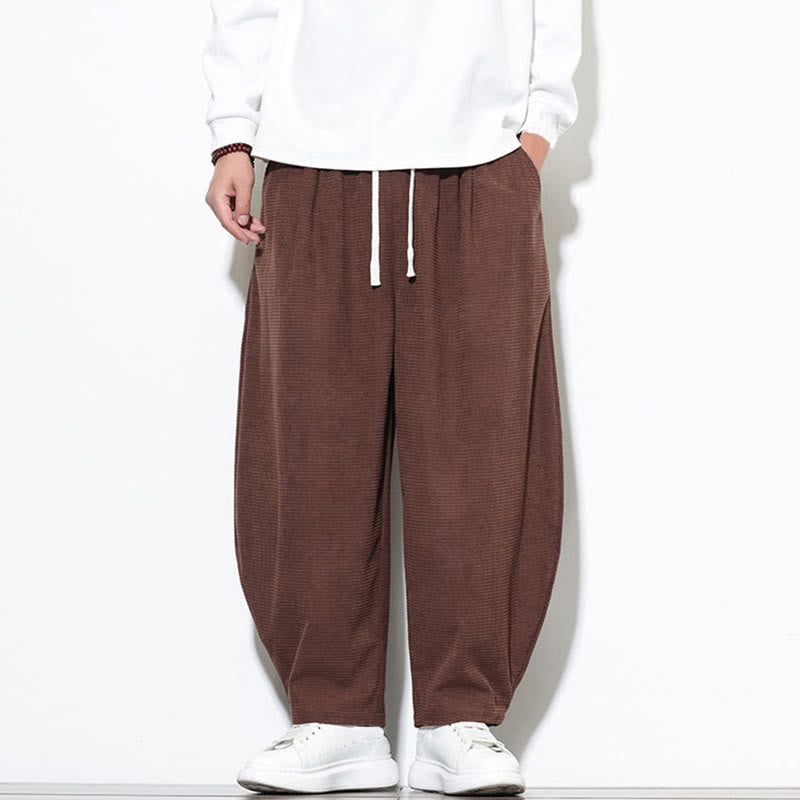 Pantalon sarouel Buddha Stones pour homme, uni, en pur coton côtelé, longueur cheville, avec poches - image 28