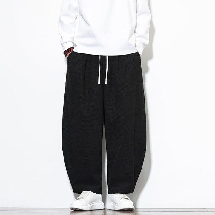 Pantalon sarouel Buddha Stones pour homme, uni, en pur coton côtelé, longueur cheville, avec poches - image 19
