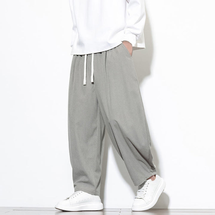 Pantalon sarouel Buddha Stones pour homme, uni, en pur coton côtelé, longueur cheville, avec poches - Gris clair - US/UK/AU46，EU56 (5XL) - image 8